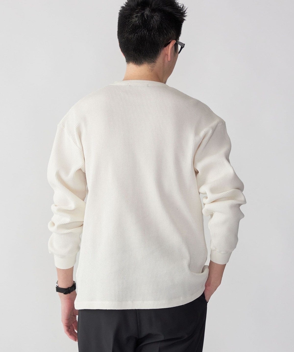 SHIPS: ベーシック ワッフル 長袖 Tシャツ