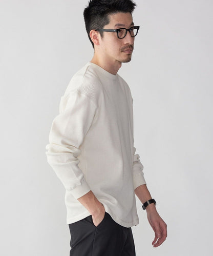 SHIPS: ベーシック ワッフル 長袖 Tシャツ