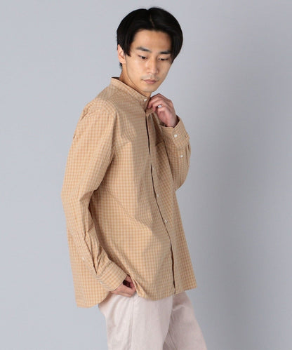 SHIPS: japan quality ポプリン ワッシャー加工 バンドカラーシャツ