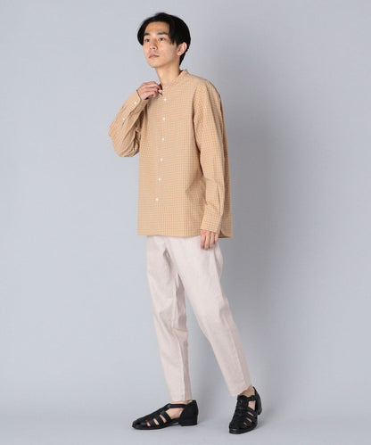 SHIPS: japan quality ポプリン ワッシャー加工 バンドカラーシャツ