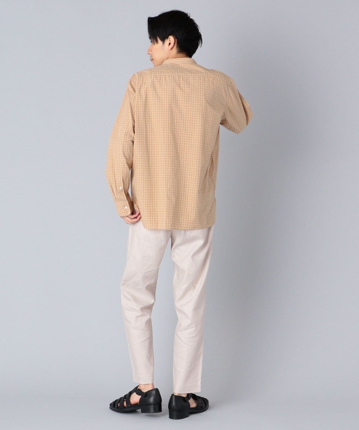 SHIPS: japan quality ポプリン ワッシャー加工 バンドカラーシャツ