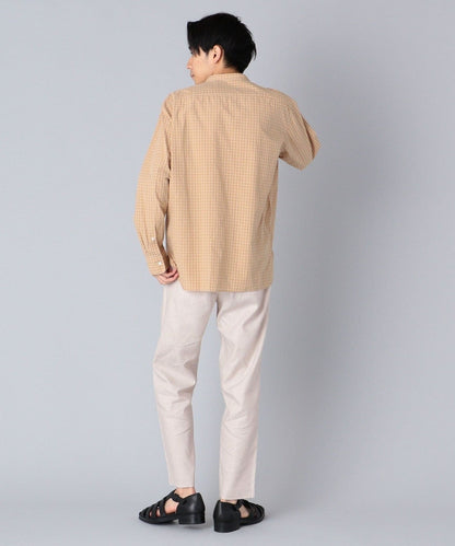 SHIPS: japan quality ポプリン ワッシャー加工 バンドカラーシャツ