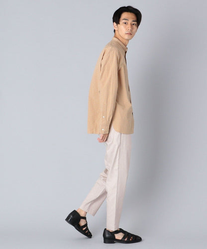 SHIPS: japan quality ポプリン ワッシャー加工 バンドカラーシャツ