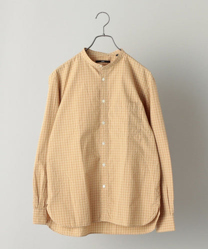 SHIPS: japan quality ポプリン ワッシャー加工 バンドカラーシャツ