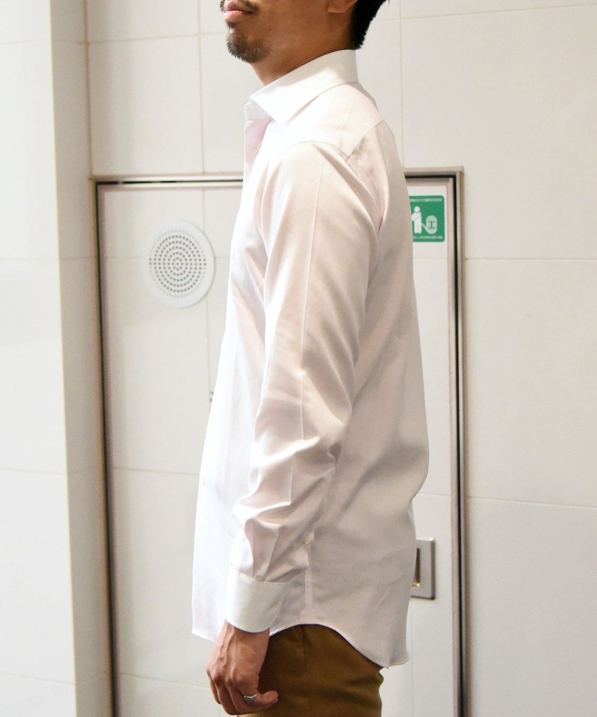 SHIPS: イージーアイロン ドビー 無地 ワイドカラー クレリック シャツ