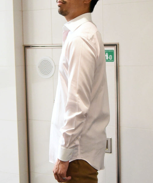 SHIPS: イージーアイロン ドビー 無地 ワイドカラー クレリック シャツ