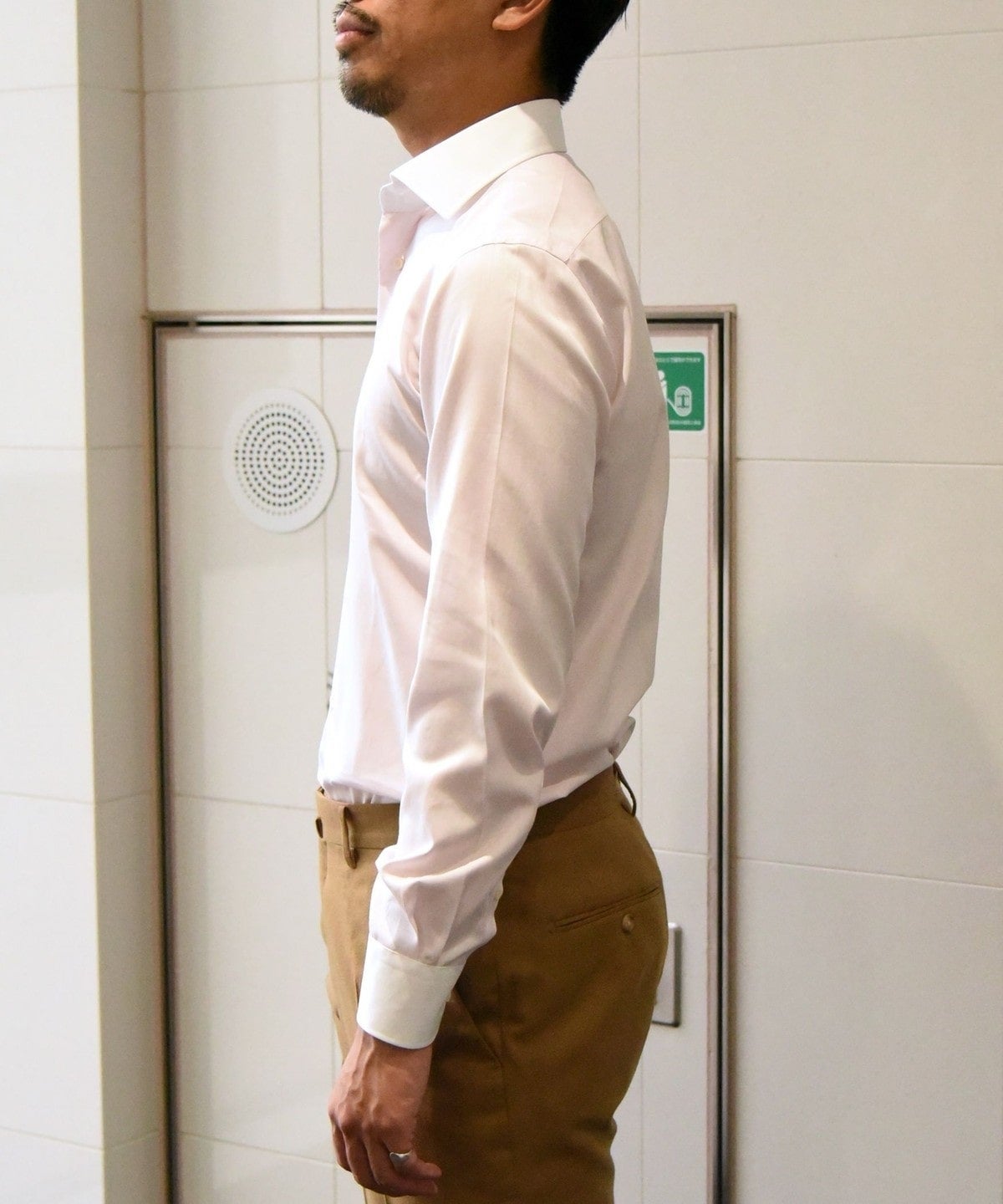 SHIPS: イージーアイロン ドビー 無地 ワイドカラー クレリック シャツ