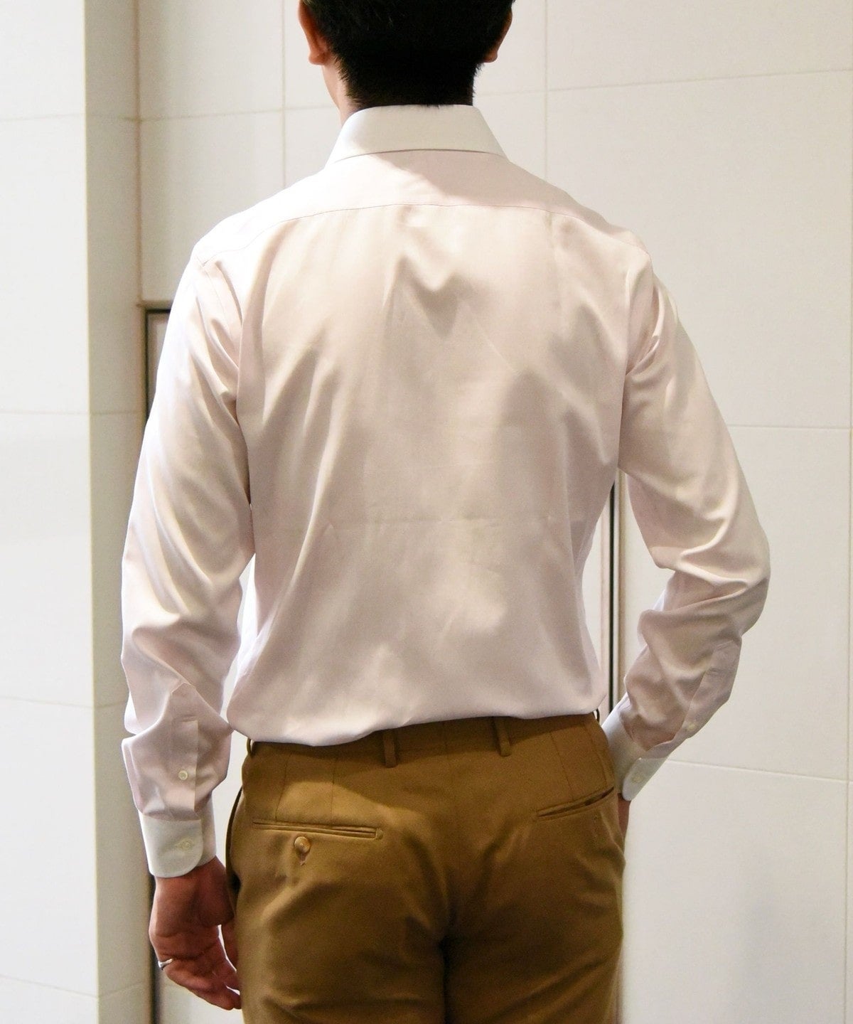 SHIPS: イージーアイロン ドビー 無地 ワイドカラー クレリック シャツ