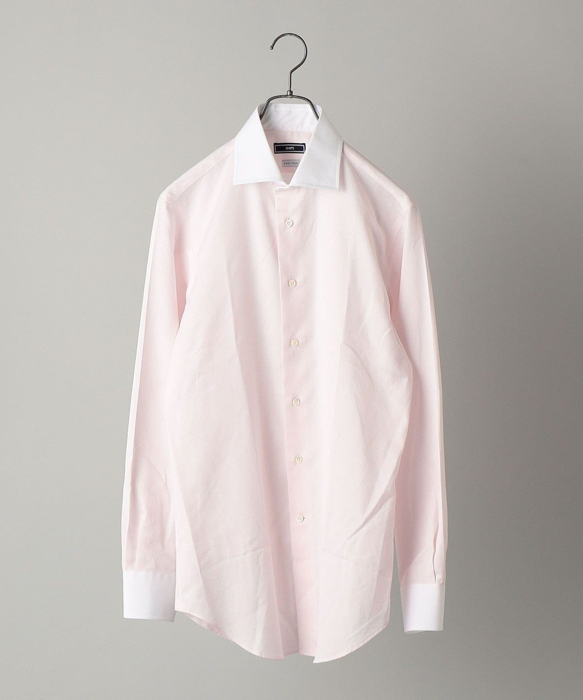 SHIPS: イージーアイロン ドビー 無地 ワイドカラー クレリック シャツ