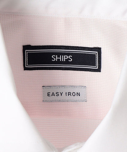 SHIPS: イージーアイロン ドビー 無地 ワイドカラー クレリック シャツ