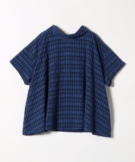 SHIPS any:〈洗濯機可能〉シアー チェック 2WAY ブラウス