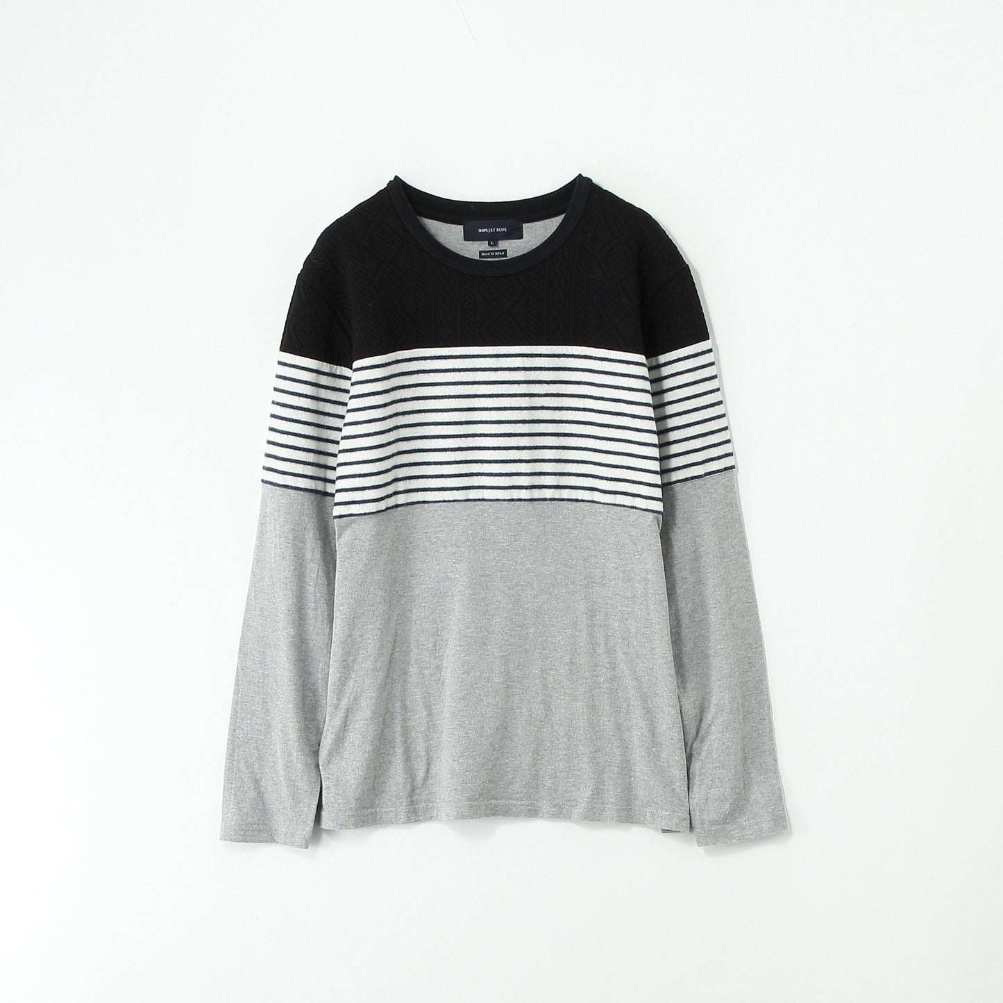 SHIPS JET BLUE:PATCHWORK L/S CREW