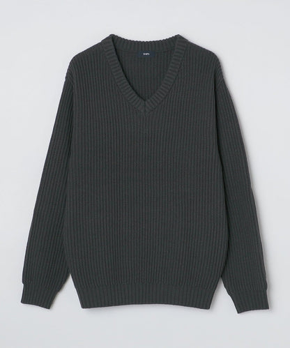 SHIPS:〈手洗い可能〉リラックスフィット 畔編み Vネック ニット