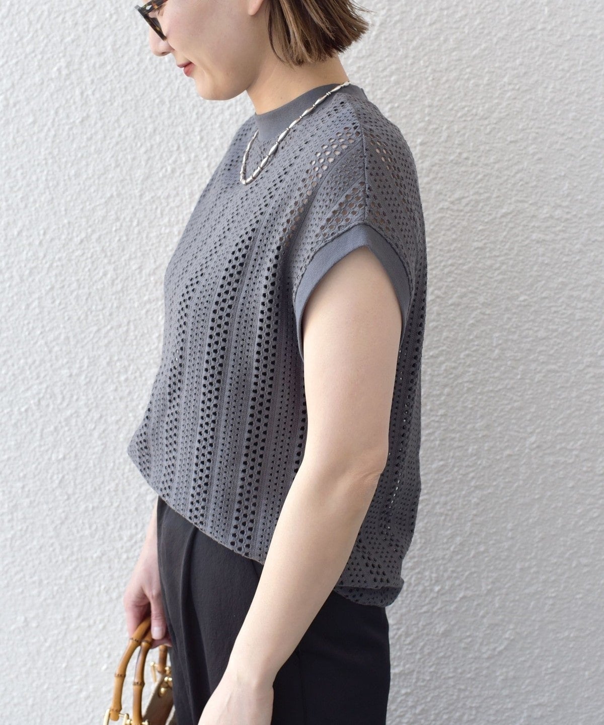 【WEB限定】〈手洗い可能〉アイレット クルーネック プルオーバー