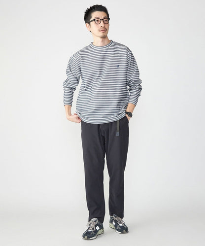 【WEB限定】SHIPS: ワンポイント ロゴ バーズアイ クルーネック ロングスリーブ Tシャツ