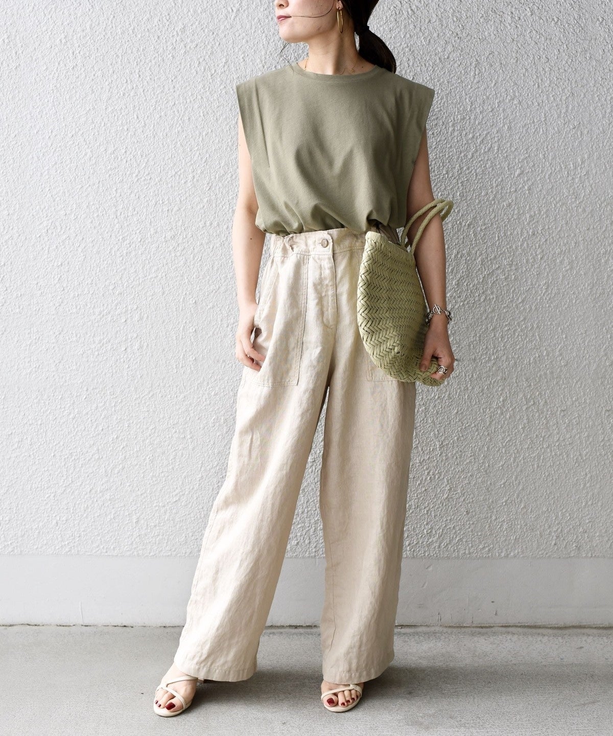 【WEB限定】〈手洗い可能〉リネンキャンバスポケットパンツ