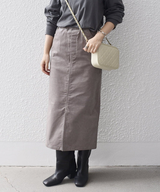 〈手洗い可能〉ストレッチ コーデュロイ イージー ナロー スカート