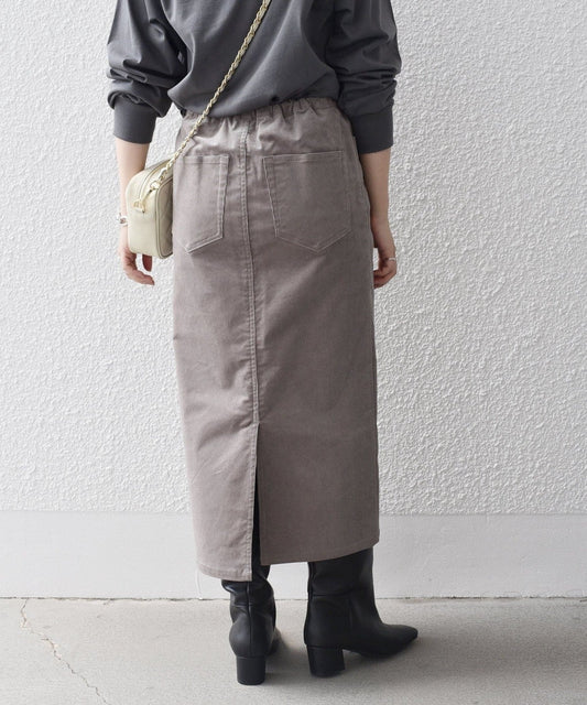 〈手洗い可能〉ストレッチ コーデュロイ イージー ナロー スカート