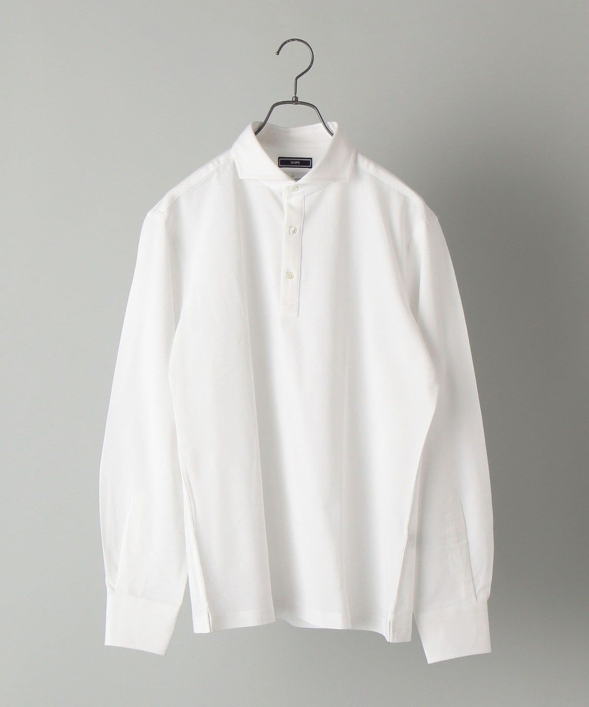 SHIPS:ALBINI 32ゲージ カノコ無地 長袖ポロシャツ