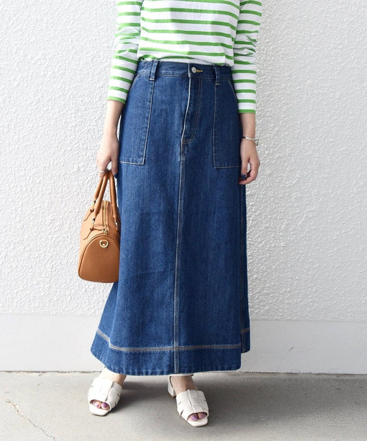 SHIPS any:〈ウォッシャブル〉カーゴ ミディ デニム スカート［SHIPS any DENIM］
