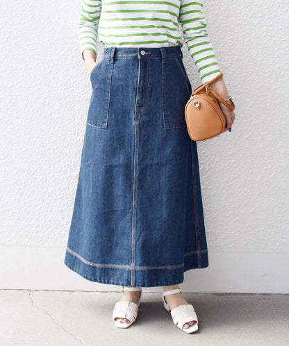 SHIPS any:〈ウォッシャブル〉カーゴ ミディ デニム スカート［SHIPS any DENIM］
