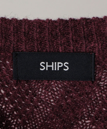 SHIPS:〈手洗い可能〉シェブロン ラムウールニット