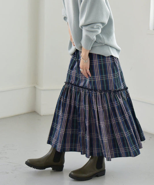 quaranciel:〈洗濯機可能〉チェック タフタ スカート