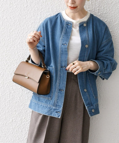 SHIPS any: ノーカラー デニム ブルゾン［SHIPS any DENIM］
