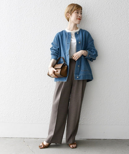SHIPS any: ノーカラー デニム ブルゾン［SHIPS any DENIM］