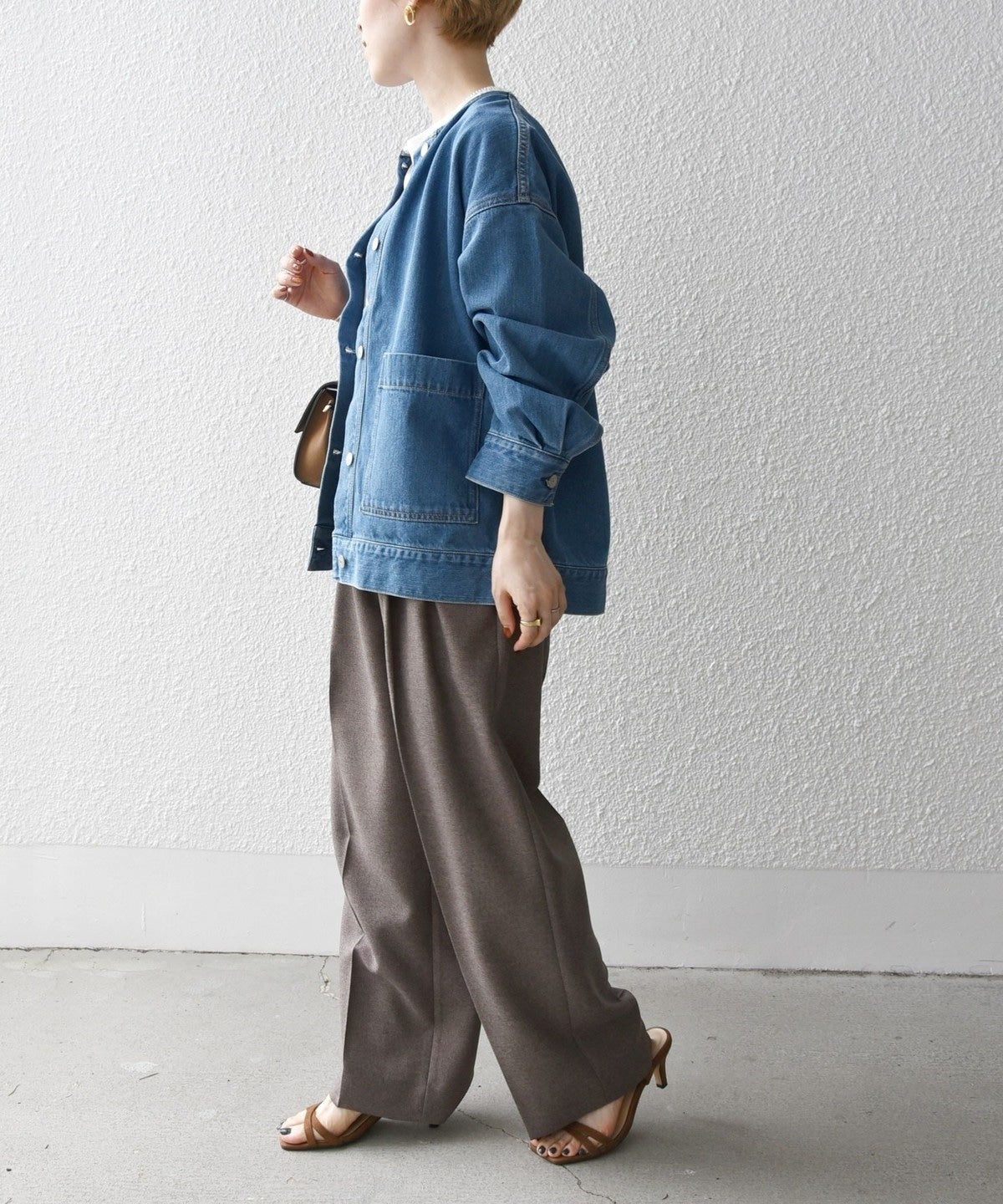 SHIPS any: ノーカラー デニム ブルゾン［SHIPS any DENIM］