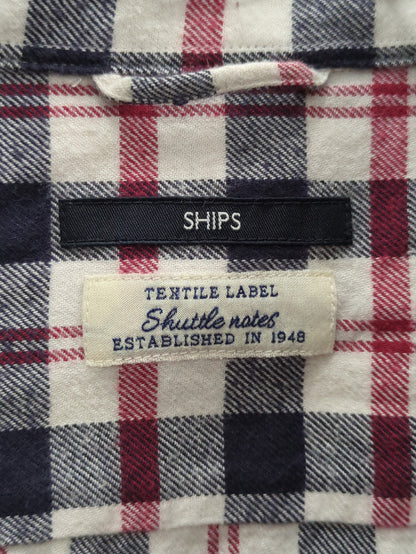 SHIPS: Shuttle notes チェック セミワイドカラー ネルシャツ