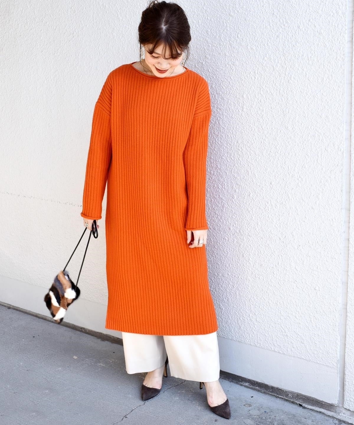 ウールリブロングワンピース