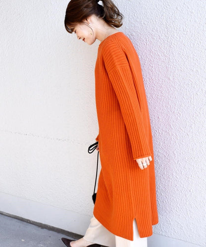 ウールリブロングワンピース