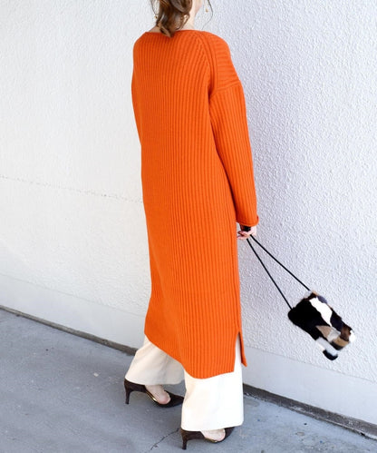 ウールリブロングワンピース