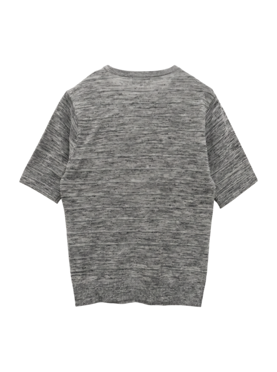 SU: リネン タックボーダー 半袖ニット Tシャツ