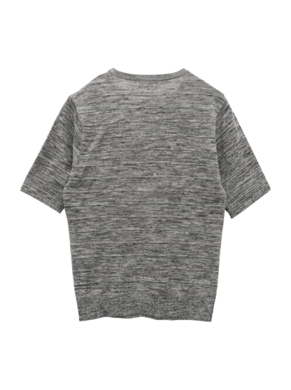 SU: リネン タックボーダー 半袖ニット Tシャツ