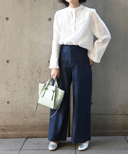 SHIPS any: フリル スタンドカラー ブラウス〈ウォッシャブル〉