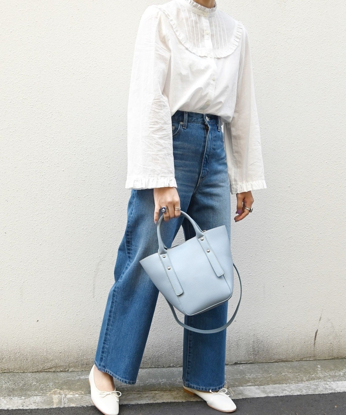 SHIPS any: フリル スタンドカラー ブラウス〈ウォッシャブル〉