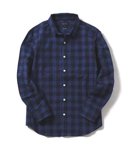 SHIPS JET BLUE: スタンドワイヤードビードット×チェックシャツ