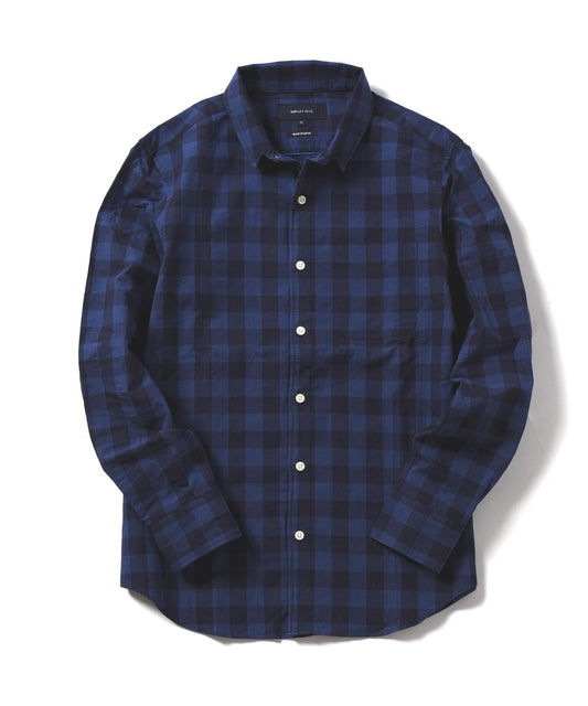 SHIPS JET BLUE: スタンドワイヤードビードット×チェックシャツ