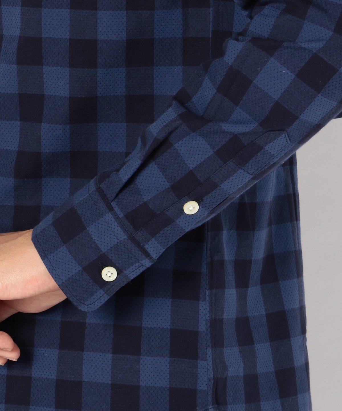 SHIPS JET BLUE: スタンドワイヤードビードット×チェックシャツ