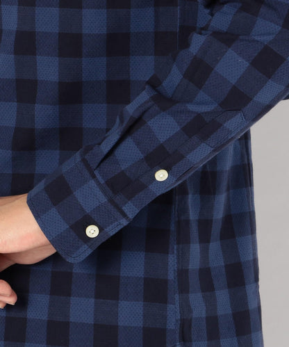 SHIPS JET BLUE: スタンドワイヤードビードット×チェックシャツ