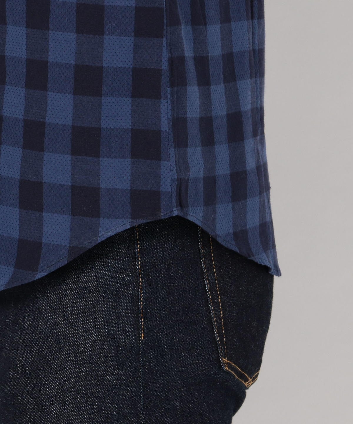 SHIPS JET BLUE: スタンドワイヤードビードット×チェックシャツ