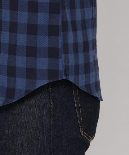 SHIPS JET BLUE: スタンドワイヤードビードット×チェックシャツ