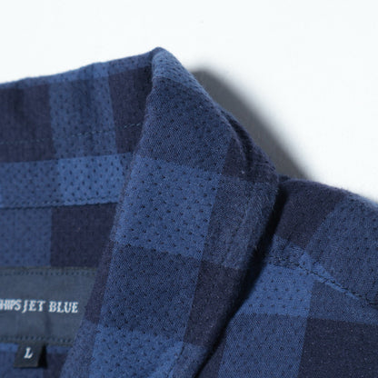 SHIPS JET BLUE: スタンドワイヤードビードット×チェックシャツ