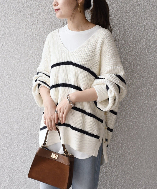 【WEB限定】〈手洗い可能〉スキッパーニット×ロンTセット 21FW