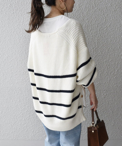 【WEB限定】〈手洗い可能〉スキッパーニット×ロンTセット 21FW