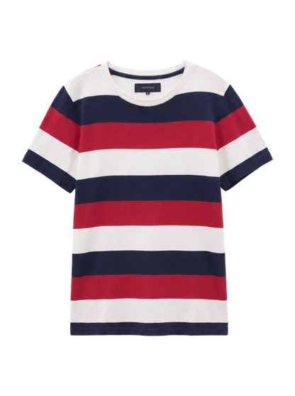 SHIPS JET BLUE:BORDER CREW NECK S/S T