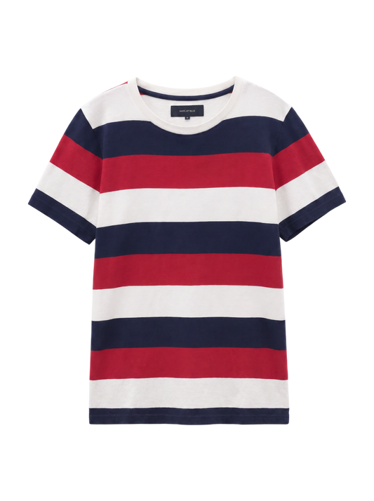 SHIPS JET BLUE:BORDER CREW NECK S/S T