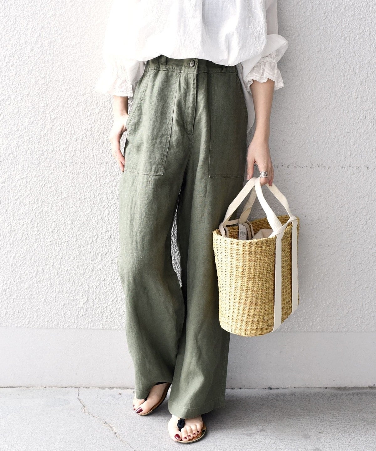 【WEB限定】〈手洗い可能〉リネンキャンバスポケットパンツ